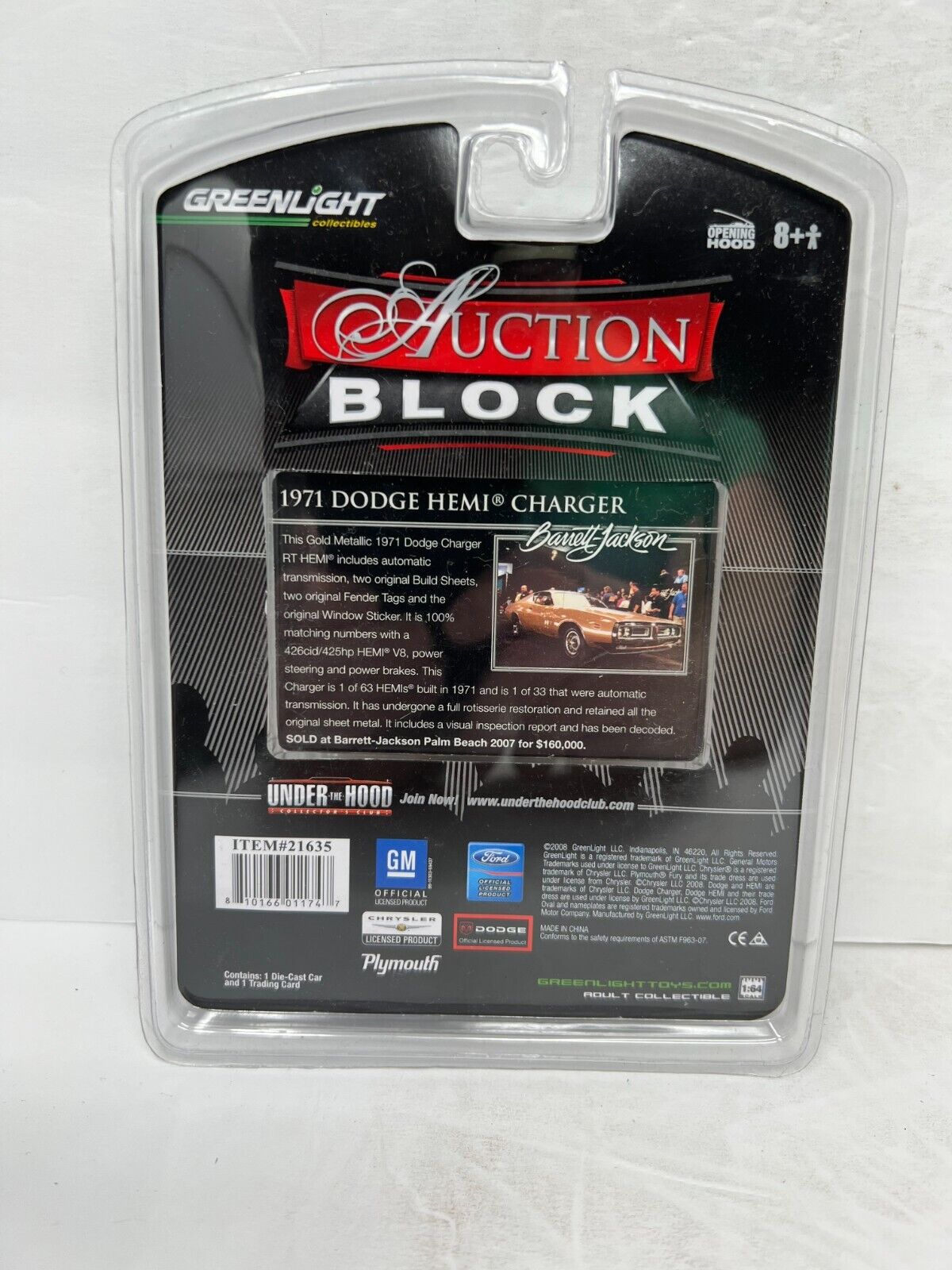 Greenlight Barrett Jackson Auction Block 1971 Dodge HEMI Charger 1:64 Diecast