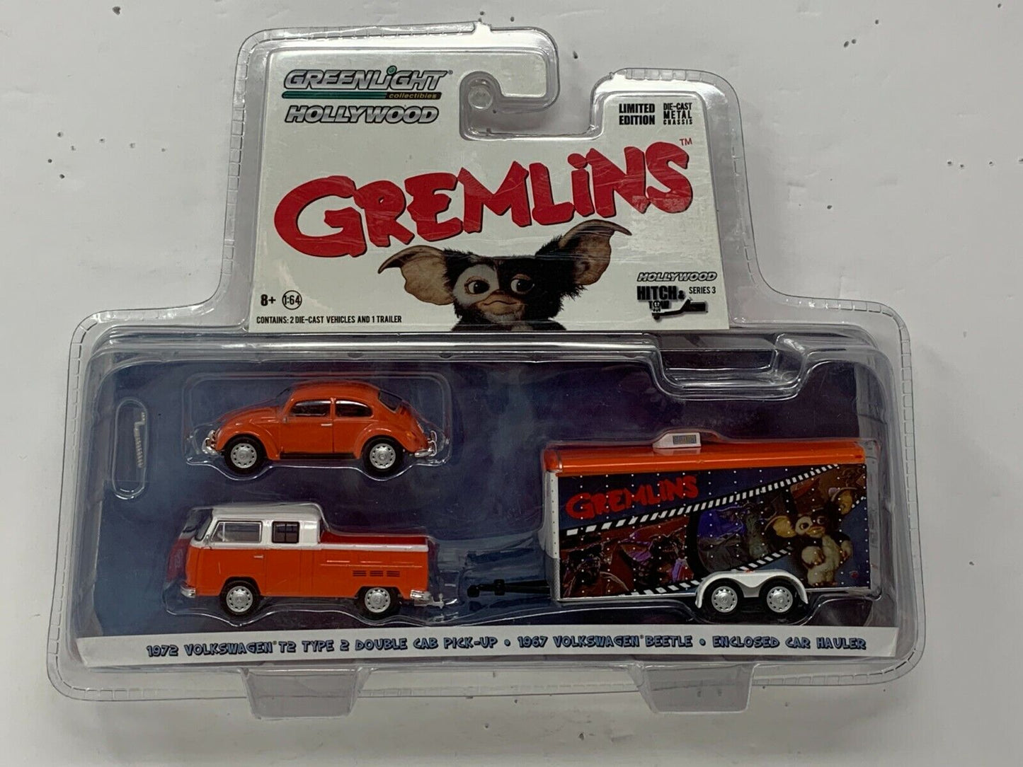 Greenlight Hollywood Gremlins Hitch & Tow Volkswagen T2 & Beetle 1:64 Diecast
