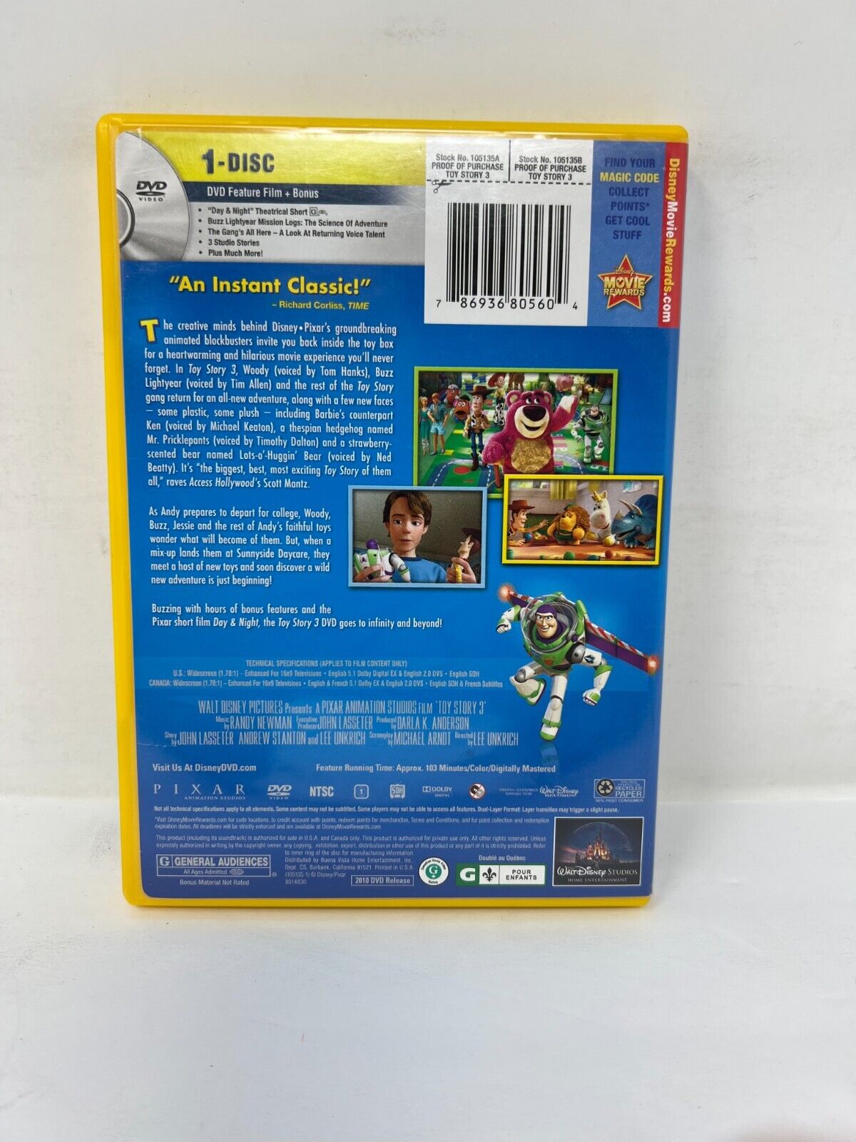 Disney Pixar Toy Story 3 (DVD, 2010) Good Condition!!!