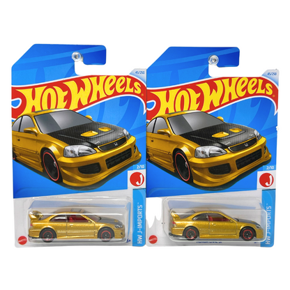 Hot Wheels HW J-Imports Honda Civic Si JDM 1:64 Diecast Gold Lot of 2