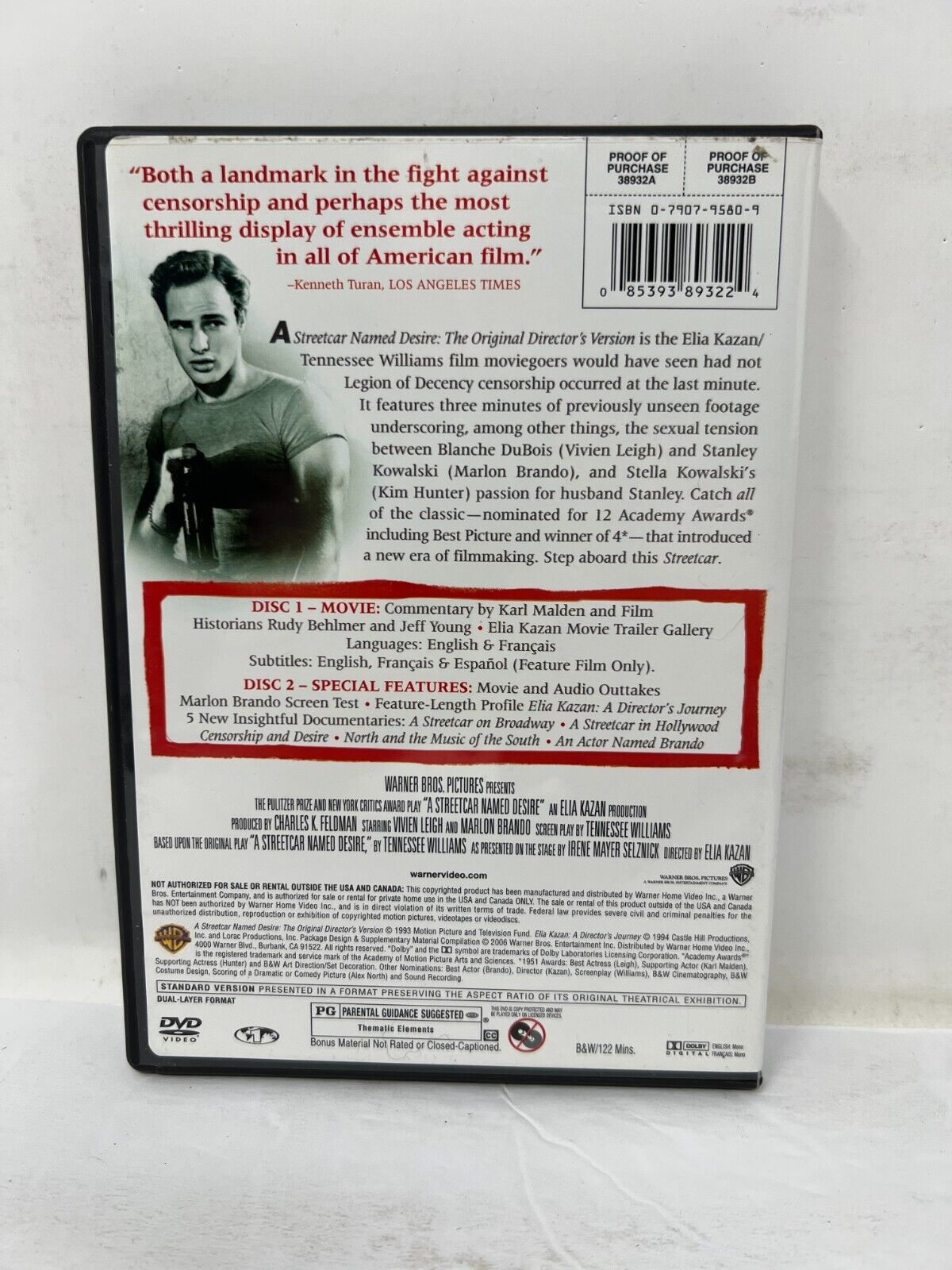 A Streetcar Named Desire (DVD, 2006) Marlon Brando Drama Good Condition!!