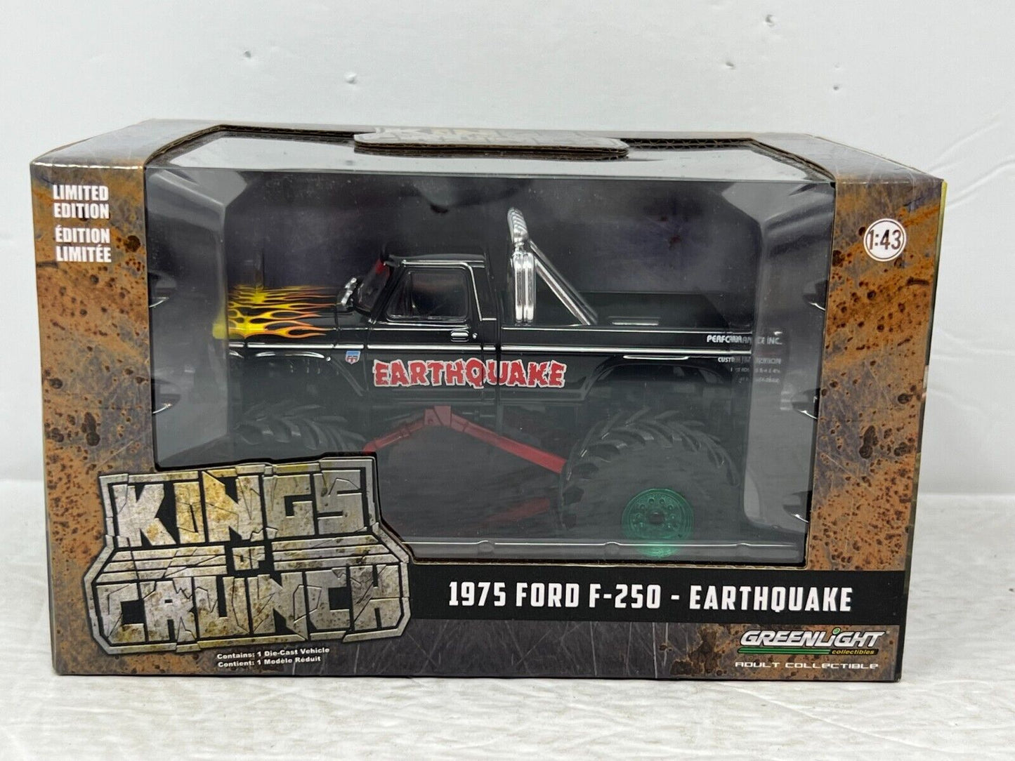 Greenlight Kings of Crunch 1975 Ford F-250 Earthquake GREEN MACHINE 1:43 Diecast