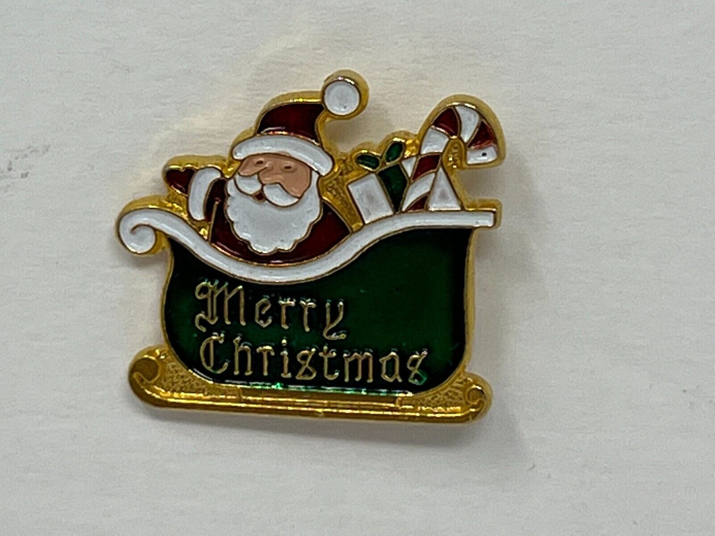 Merry Christmas Santa Sleigh Lapel Pin