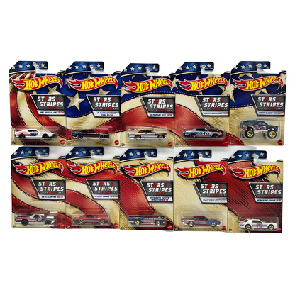 Hot Wheels Stars & Stripes Series 1:64 Diecast Set of 10 Walmart Exclusive