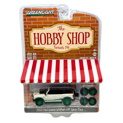 Greenlight The Hobby Shop 2021 Ford Bronco Wildtrak GREEN MACHINE 1:64 Diecast