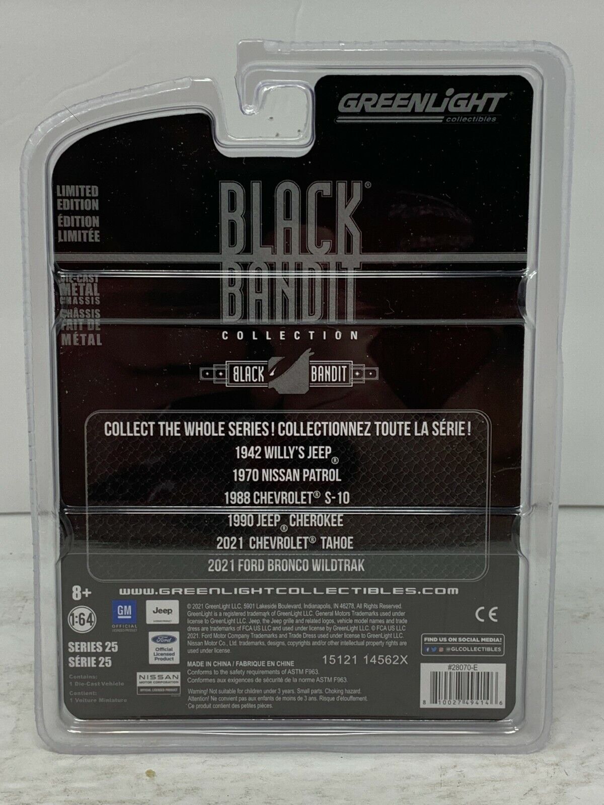 Greenlight Black Bandit Collection 2021 Chevrolet Tahoe 1:64 Diecast