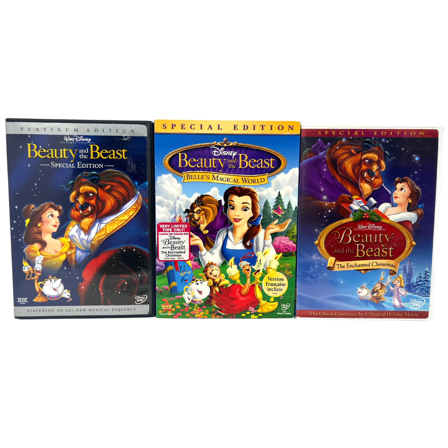 Disney Beauty and the Beast 1  2  3 Trilogy (DVD) Collection Lot Good Condition!