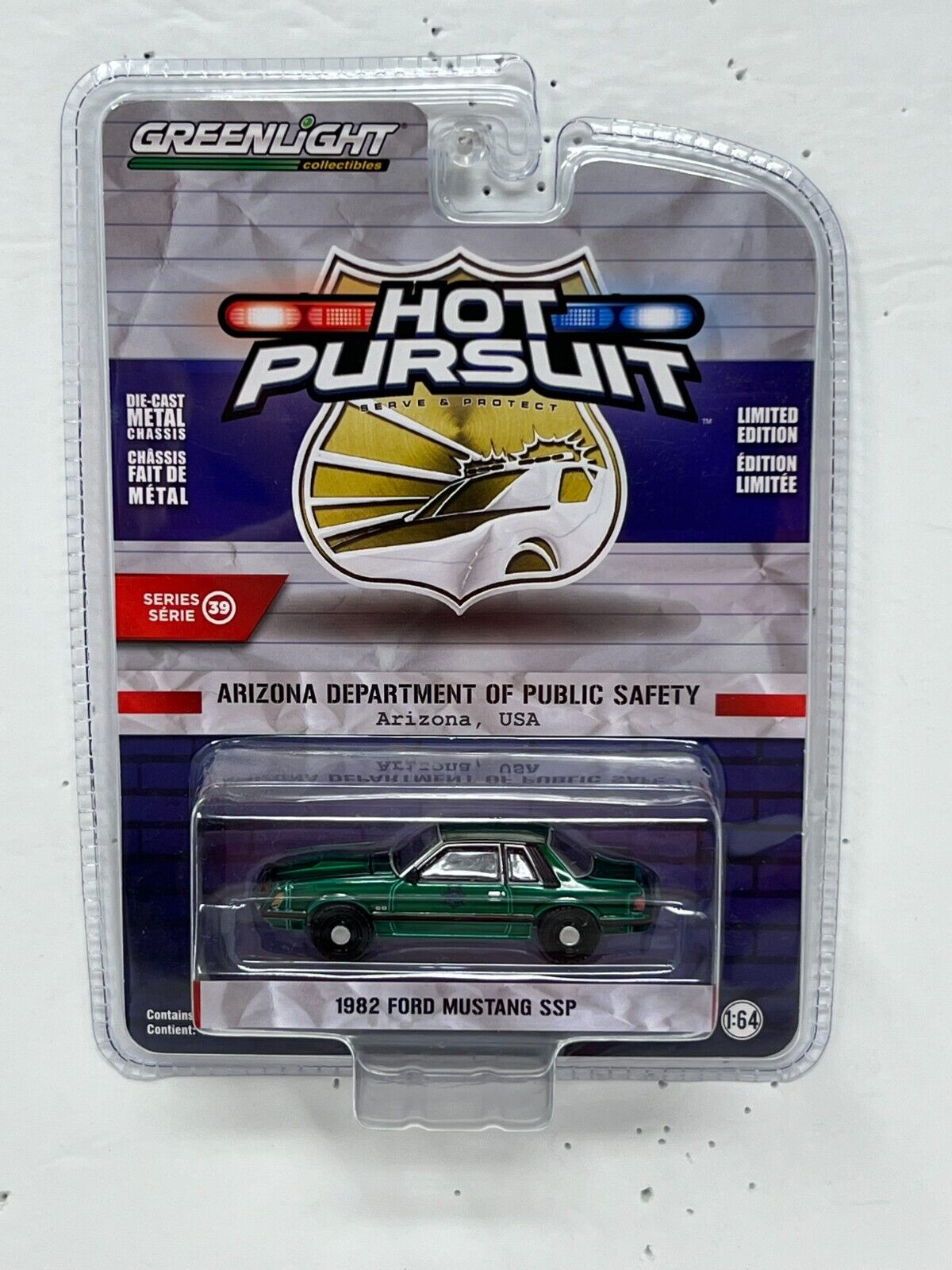 Greenlight Hot Pursuit 1982 Ford Mustang SSP GREEN MACHINE 1:64 Diecast
