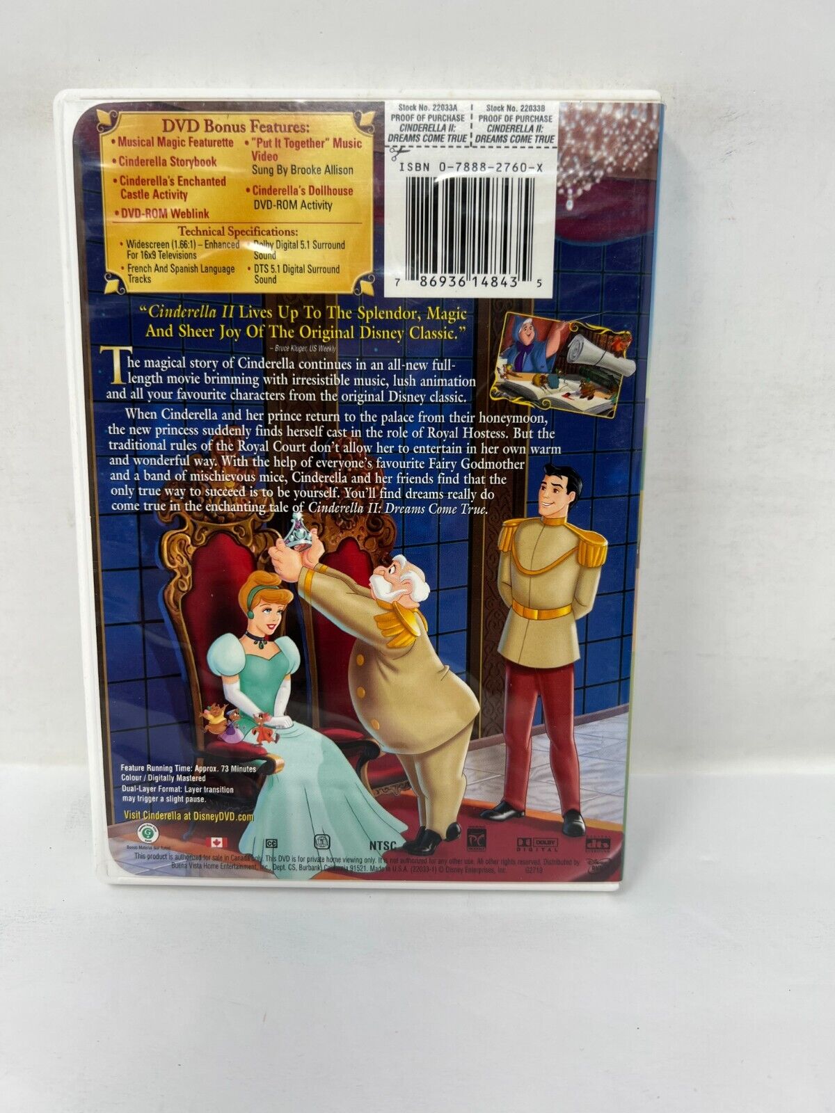 Disney Cinderella II 2: Dreams Come True (DVD, 2002) Good Condition!!!