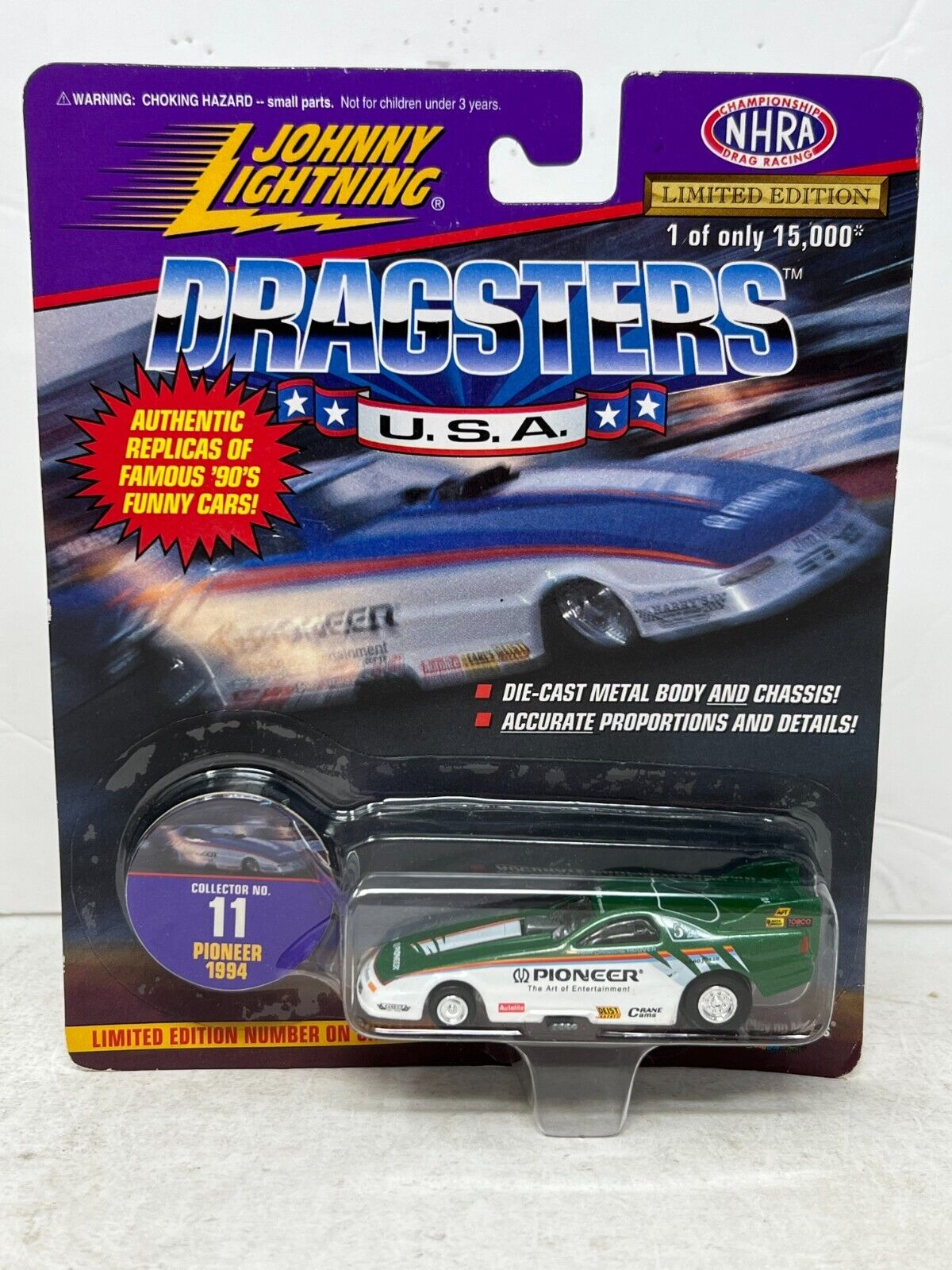 Johnny Lightning Dragsters U.S.A. '94 Pioneer Daytona 1:64 Diecast