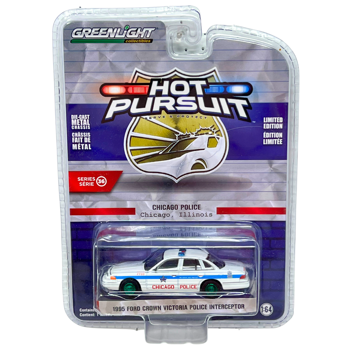 Greenlight Hot Pursuit 1995 Ford Crown Victoria GREEN MACHINE 1:64 Diecast