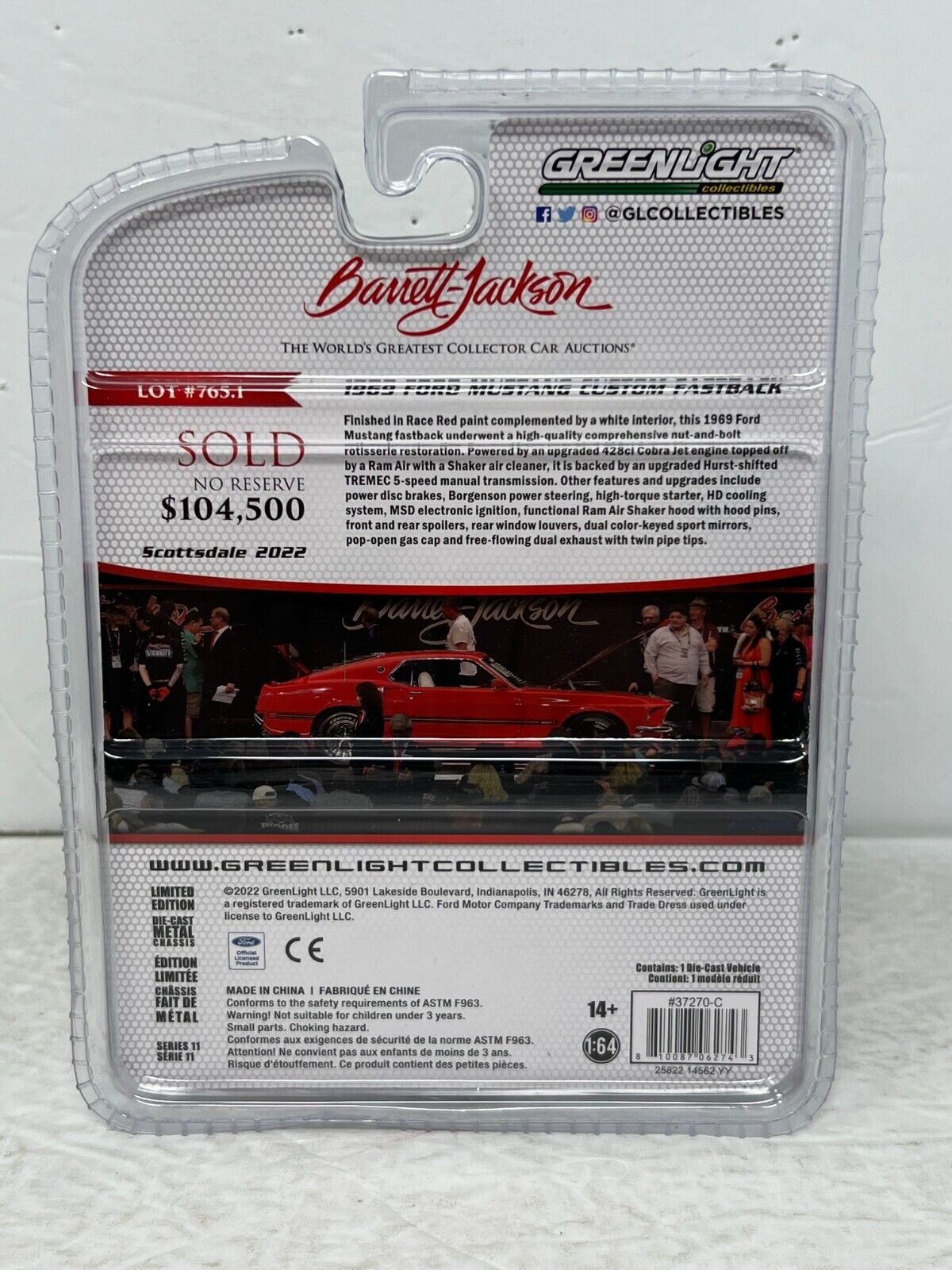 Greenlight Barrett-Jackson 1969 Ford Mustang Custom Fastback 1:64 Diecast