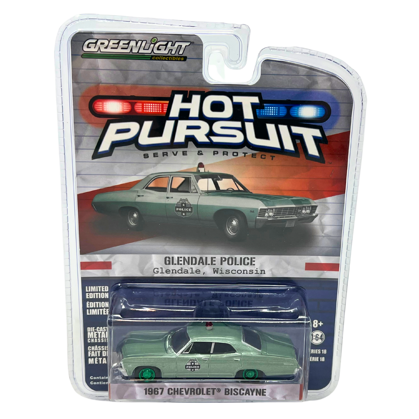 Greenlight Hot Pursuit 1967 Chevrolet Biscayne Green Machine Police 1:64 Diecast