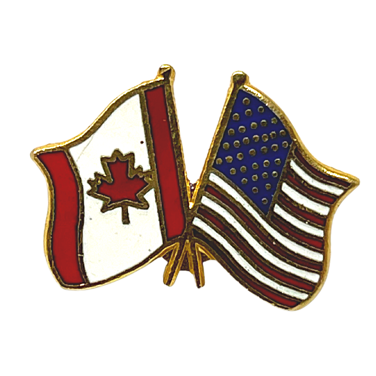 Canadian & U.S.A. Flags Friendship Patriotic Lapel Pin