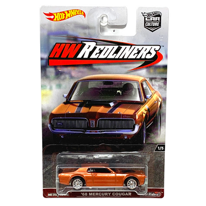 Hot Wheels Premium HW Redliners 1968 Mercury Cougar Real Riders 1:64 Diecast