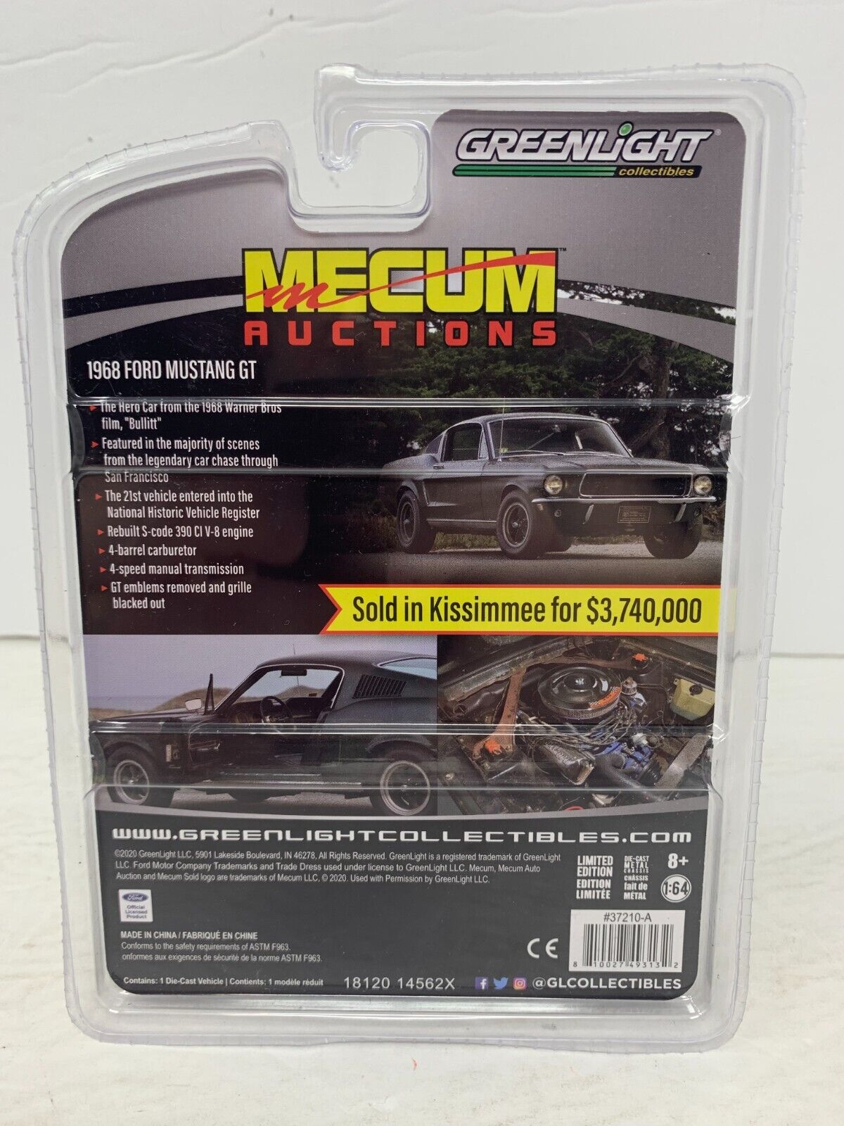 Greenlight Mecum Auctions Series 5 1968 Ford Mustang GT 1:64 Diecast