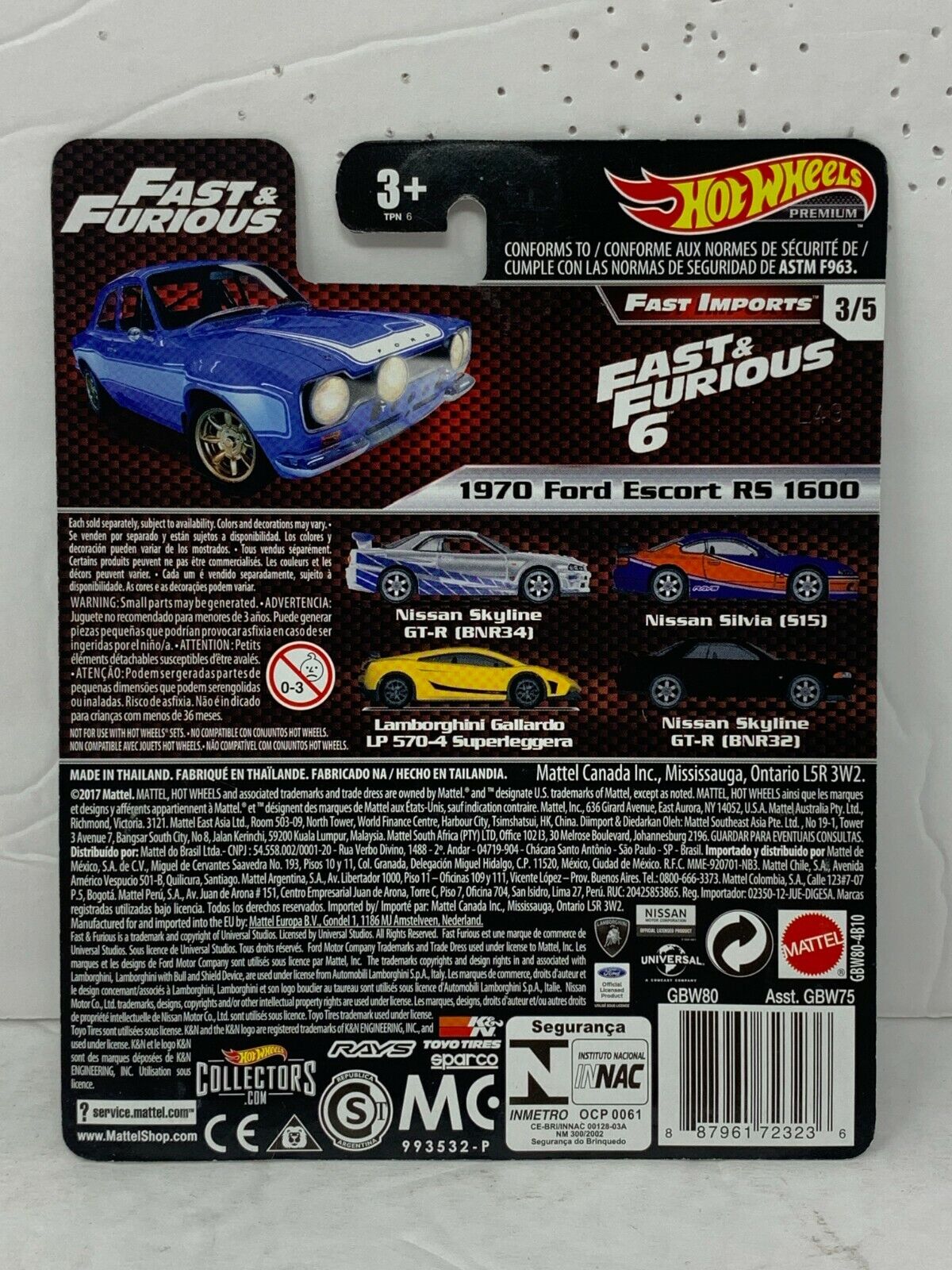 Hot Wheels Premium Fast & Furious 1970 Ford Escort RS 1600 1:64 Diecast