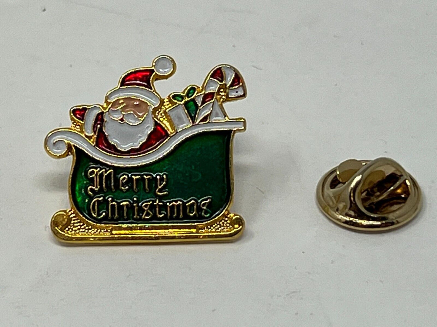 Merry Christmas Santa Sleigh Lapel Pin