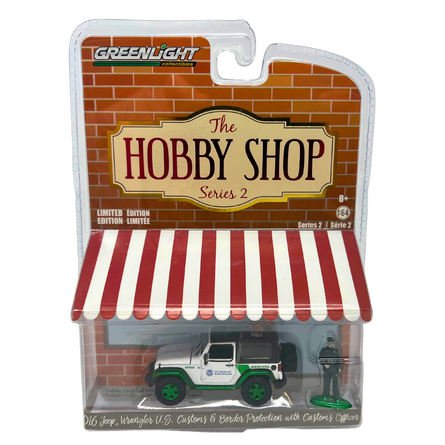 Greenlight Hobby Shop 2016 Jeep Wrangler U.S. Customs GREEN MACHINE 1:64 Diecast