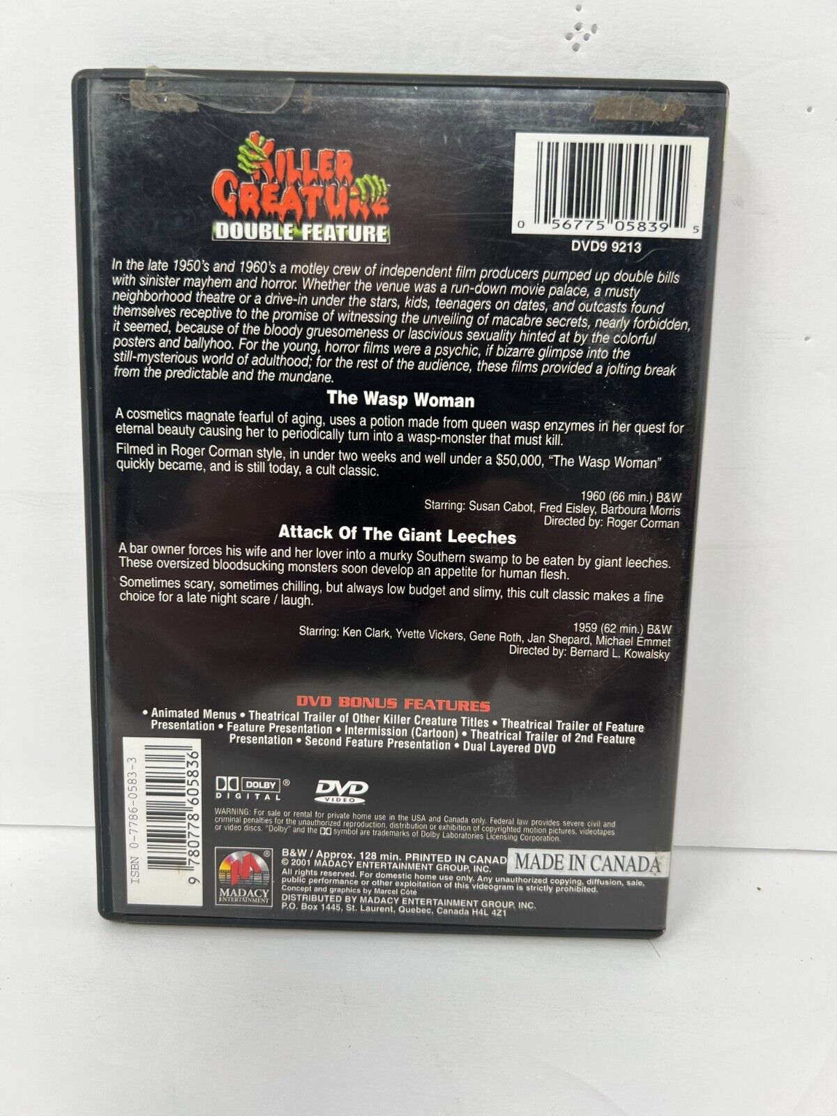 Killer Creature Double Feature (DVD, 2001) Roger Corman Horror Good Condition!!!