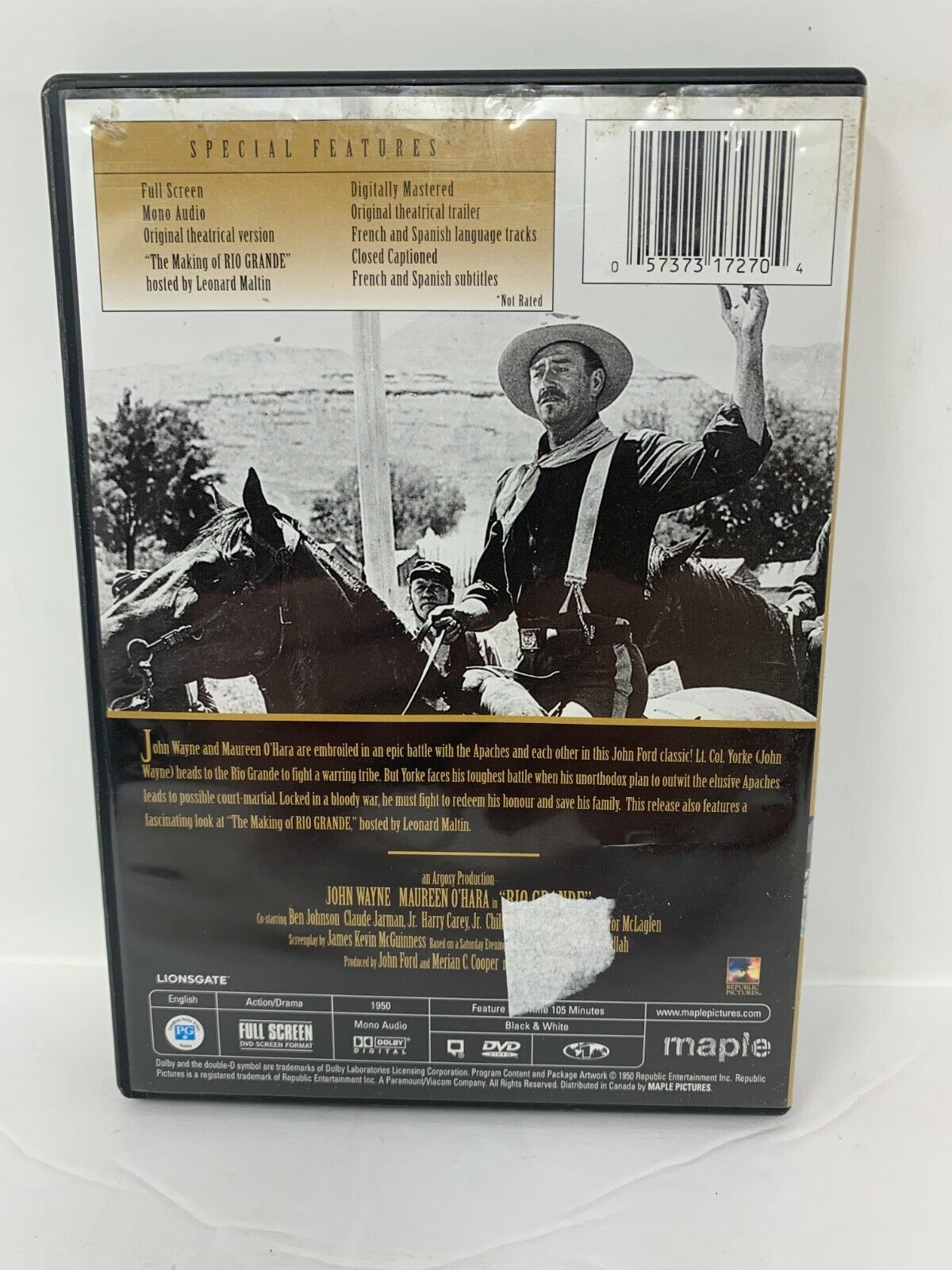 Rio Grande (DVD, 1950) John Wayne Maureen O'Hara Western Good Condition!!!