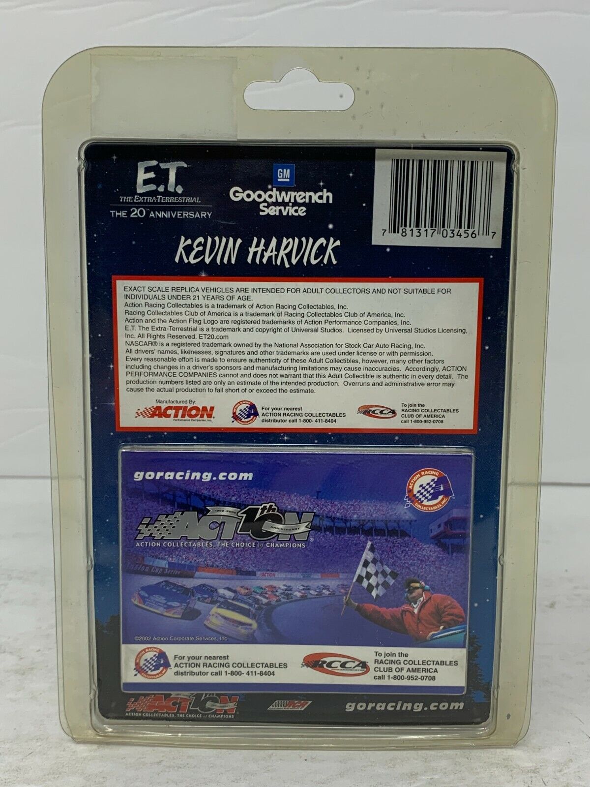 Action Nascar #29 GM Goodwrench Kevin Harvick E.T. 2002 Monte Carlo 1:64 Diecast