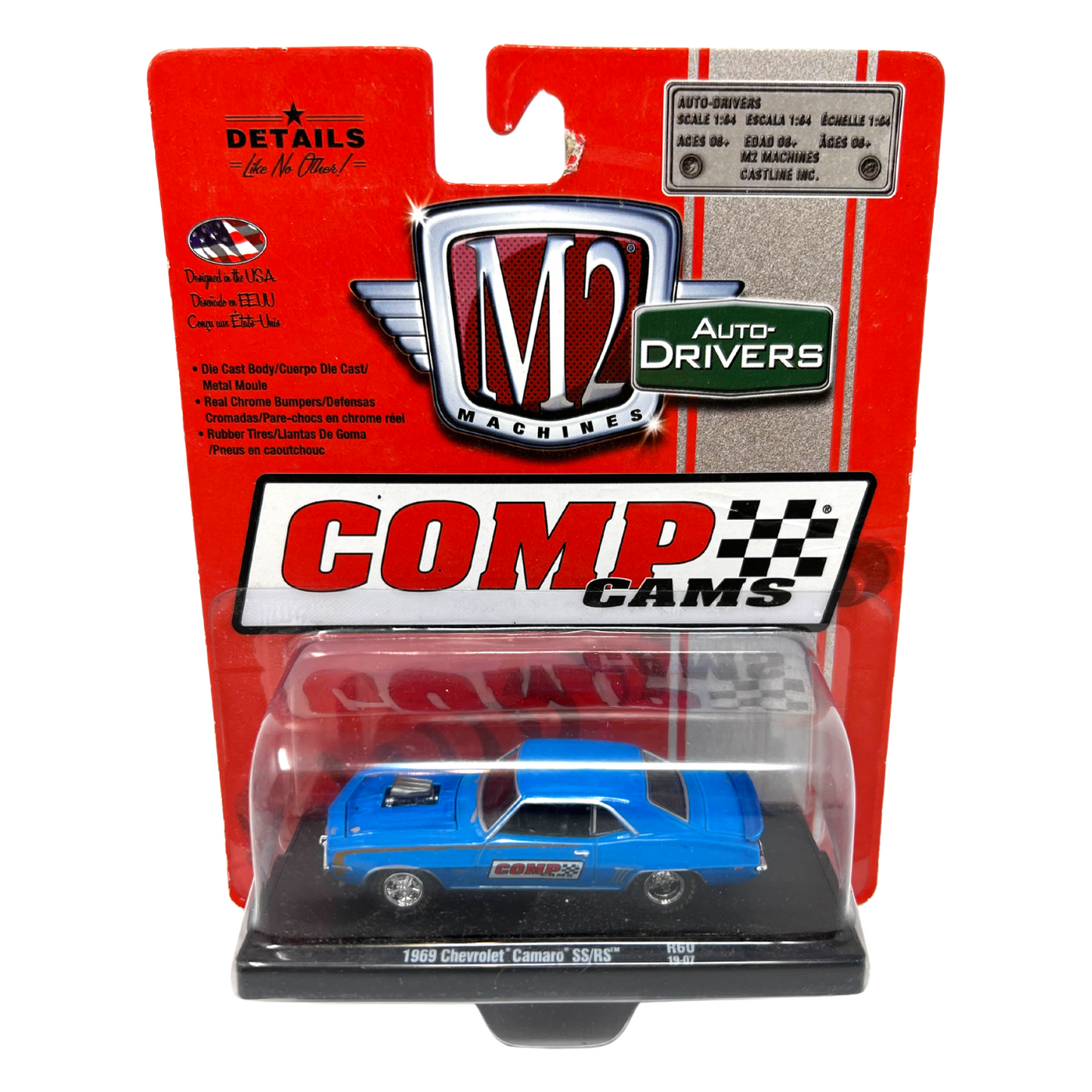 M2 Machines Auto-Drivers Comp Cams 1969 Chevrolet Camaro SS RS R60 1:64 Diecast