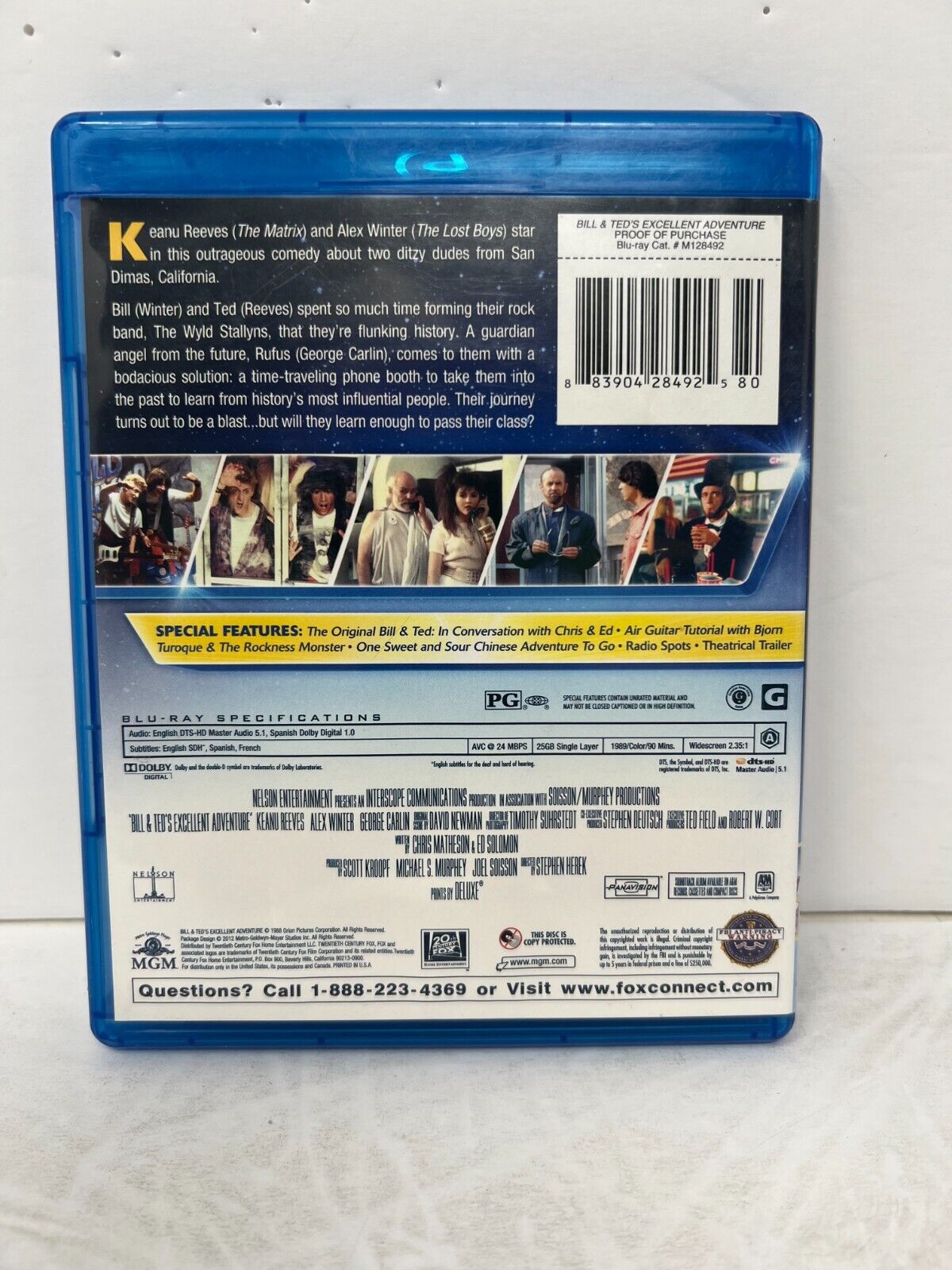 Bill & Ted's Excellent Adventure (Blu-ray, 2012) Comedy Good Condition!!!