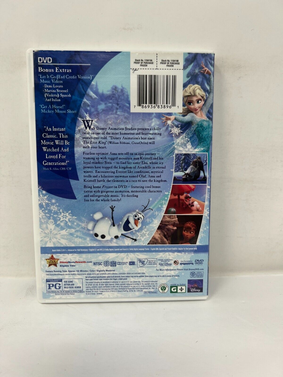 Disney Frozen (DVD, 2014) Good Condition!!!