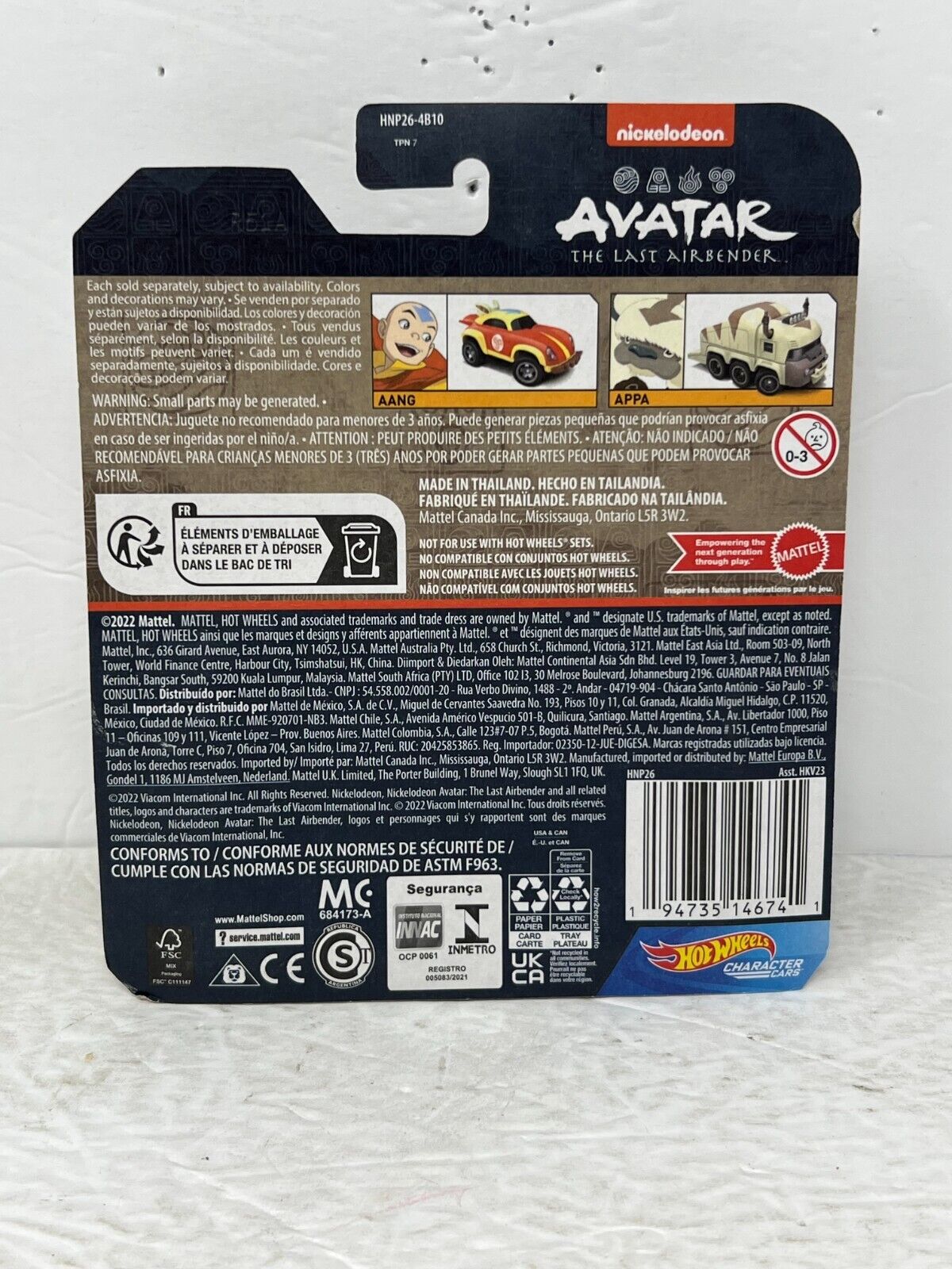 Hot Wheels Character Cars Avatar The Last Airbender AANG 1:64 Diecast