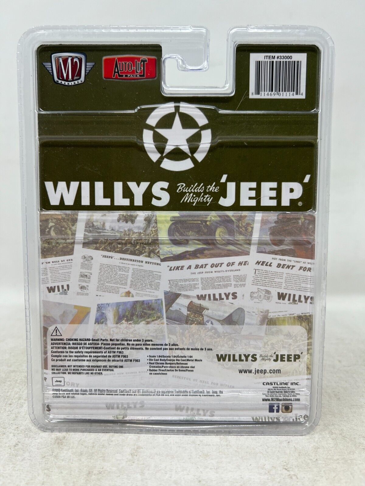 M2 Machines Auto-Lift Willys 1944 Jeep MB 1:64 Diecast