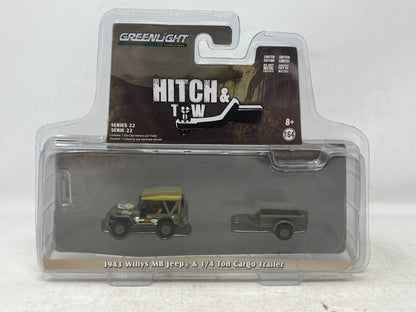 Greenlight Hitch & Tow 1943 Willys MB Jeep & 14 Ton Cargo Trailer 1:64 Diecast