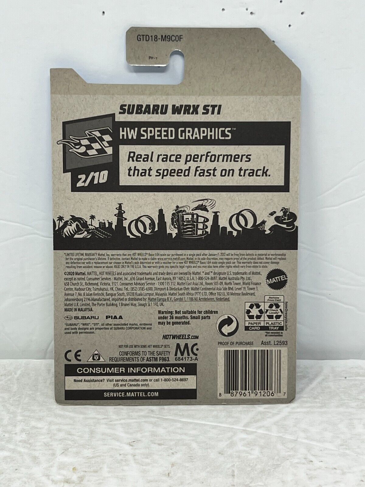 Hot Wheels Zamac 2017 HW Speed Graphics Subaru WRX STI 1:64 Diecast