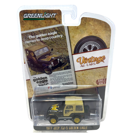 Greenlight Vintage Ad Cars Series 2 1977 Jeep CJ-5 Golden Eagle 1:64 Diecast