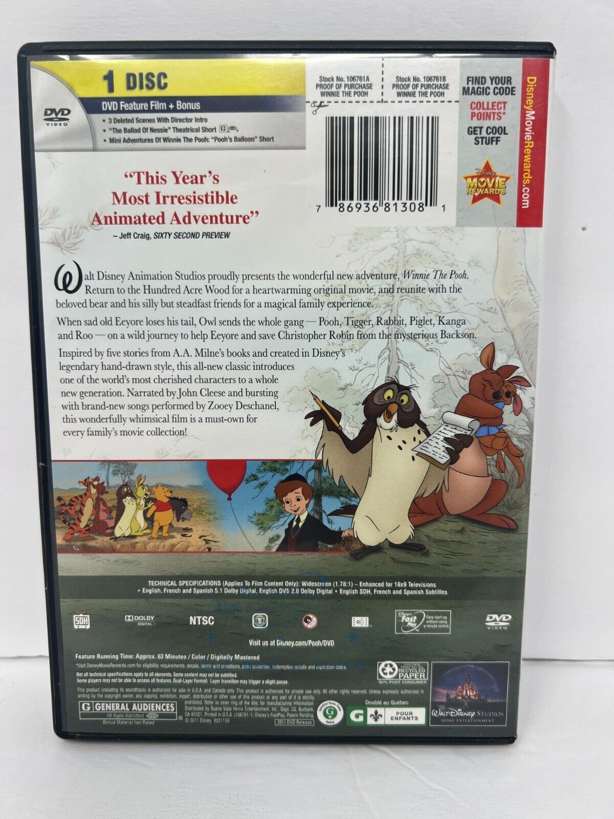 Disney Winnie the Pooh (DVD, 2011) Good Condition!!!