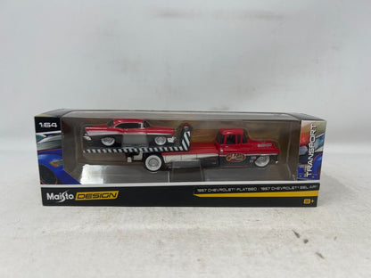 Maisto Design Elite Transport 1957 Chevrolet Flatbed & Bel Air 1:64 Diecast