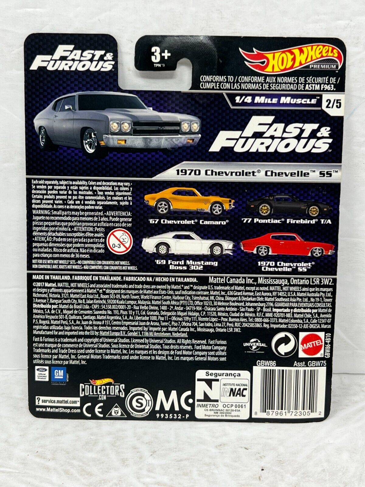 Hot Wheels Premium Fast & Furious 1970 Chevrolet Chevelle SS 1:64 Diecast