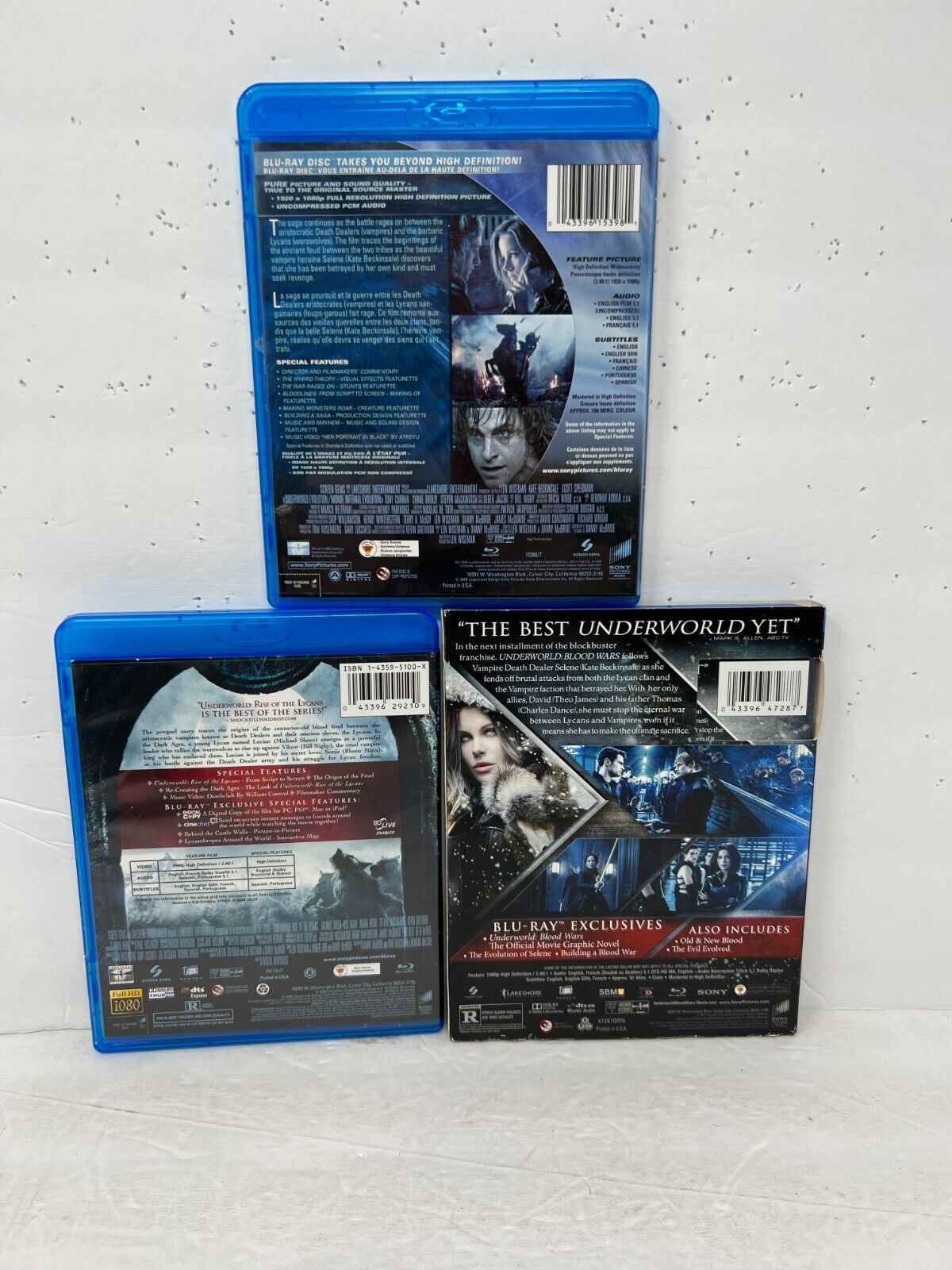 Underworld 3-Movie Blu-ray Collection Fantasy Movie Good Condition!!!